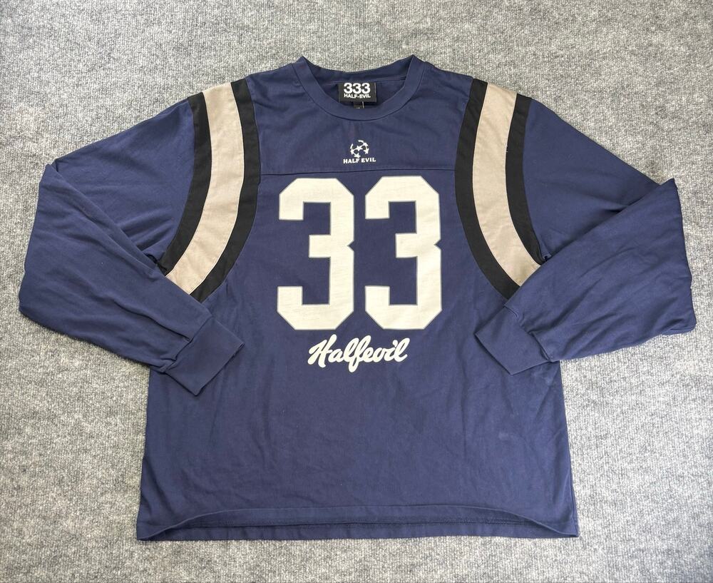 Half Evil 333 Men’s XL Long Sleeve Jersey Shirt Navy #33 Streetwear